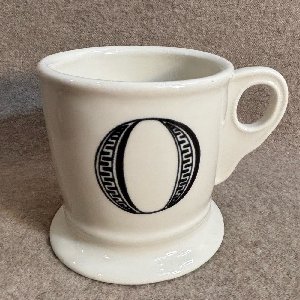ANTHROPOLOGIE Letter O Classic White Monogrammed Ceramic Mug